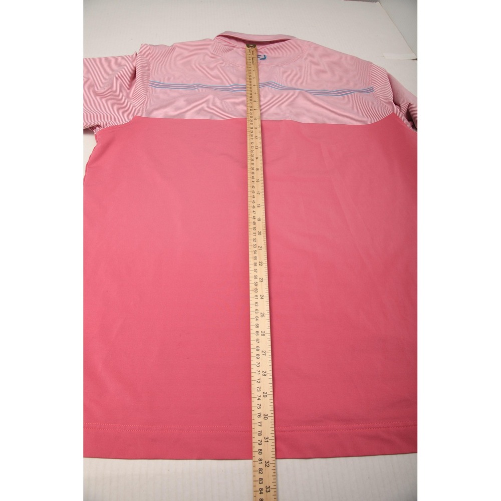 FootJoy Polo Shirt Mens XL Pink Stripe Golf Performance Stretch Hershey CC Logo - Picture 9 of 11
